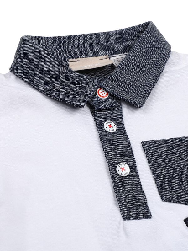 Boys Medium Light Blue Printed Polo with Short Pants image number 4